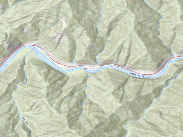 USGS topographic map of Knife Edge Campground and River Access