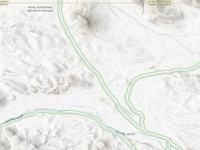 USGS topographic map of Kofa Wilderness
