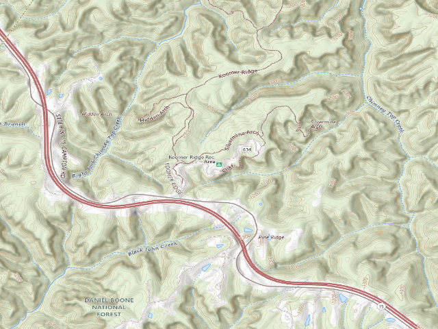 USGS topographic map of Koomer Ridge Campground