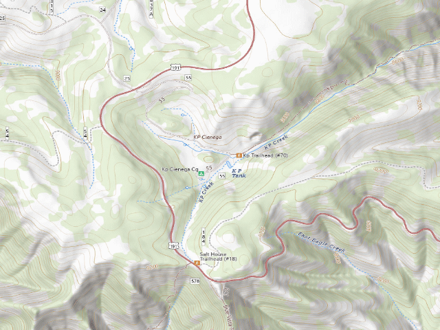 USGS topographic map of KP Cienega Campground