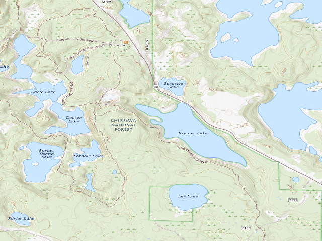 USGS topographic map of Kremmer Lake North (M135)
