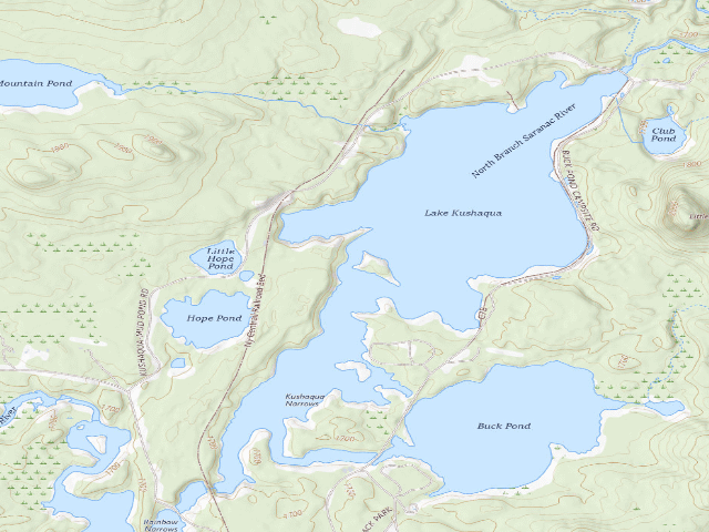 USGS topographic map of Kushaqua Island Campsite (Debar Mountain Wild Forest)
