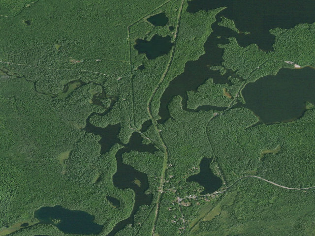 Aerial image of Kushaqua Narrows Campsite (Debar Mountain Wild Forest)