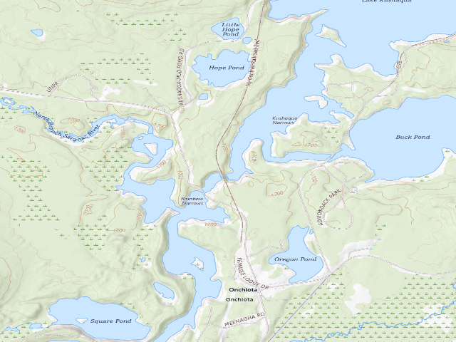 USGS topographic map of Kushaqua Narrows Campsite (Debar Mountain Wild Forest)