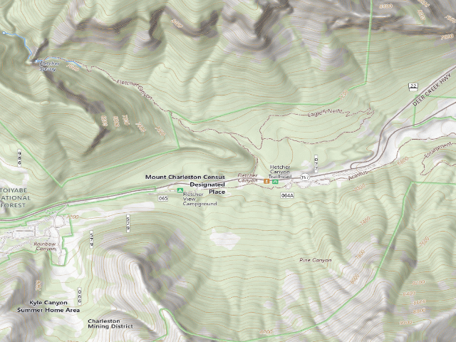 USGS topographic map of Kyle Canyon R.V. Group Campground