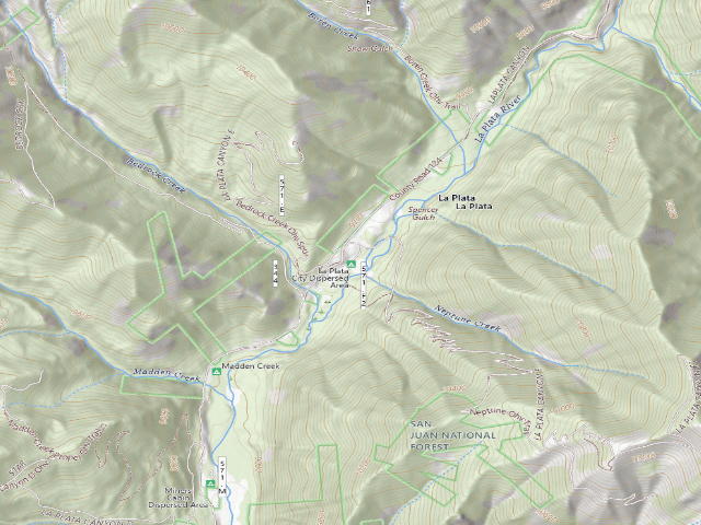 USGS topographic map of La Plata City Campground