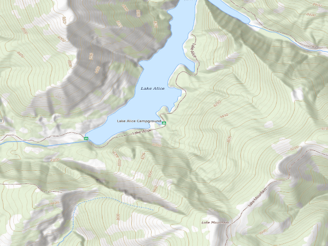 USGS topographic map of Lake Alice Campground