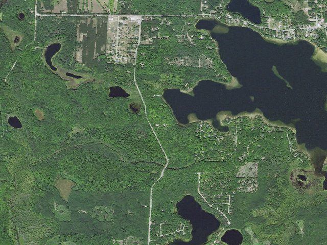 Aerial image of Lake Ann State Forest Campground