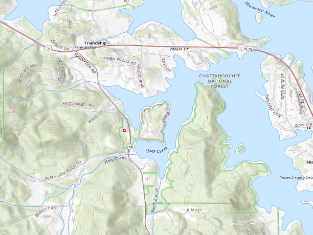 USGS topographic map of Lake Chatuge Recreation Area