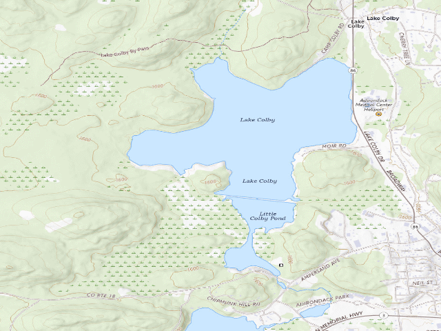 USGS topographic map of Lake Colby Campsite 2 (Saranac Lakes Wild Forest)