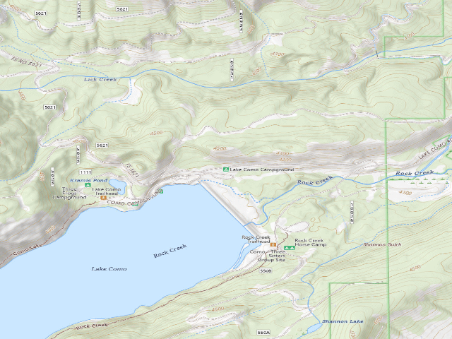USGS topographic map of Lake Como Campground