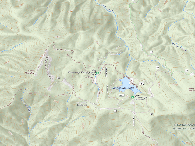 USGS topographic map of Lake Conasauga Campground Area