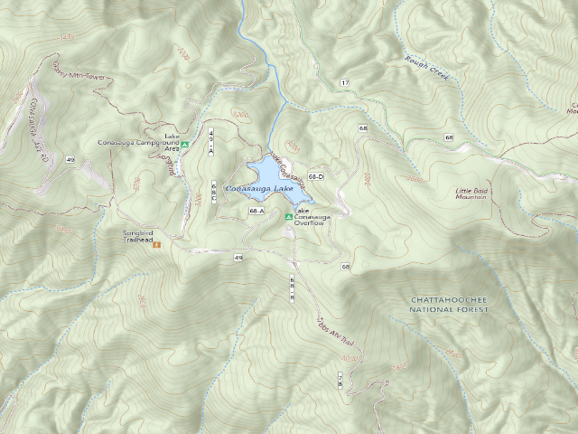 USGS topographic map of Lake Conasauga Overflow