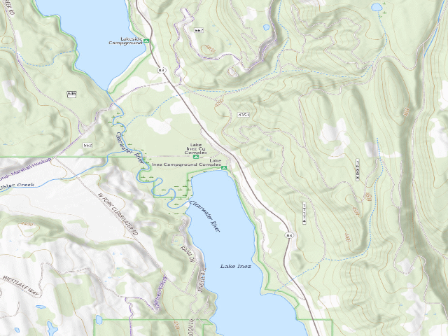 USGS topographic map of Lake Inez Campground Complex