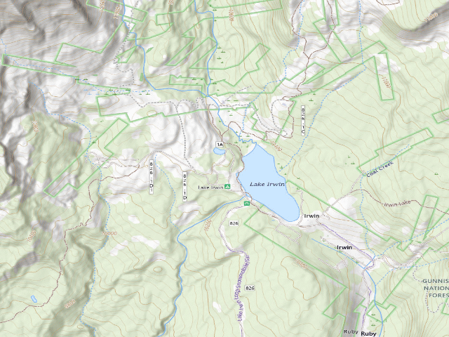USGS topographic map of Lake Irwin Campground