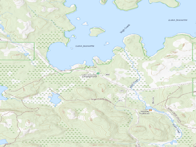 USGS topographic map of Lake Jeanette Campground