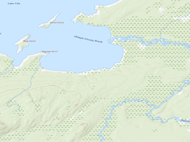 USGS topographic map of Lake Lila # 15 (William C. Whitney Wilderness)