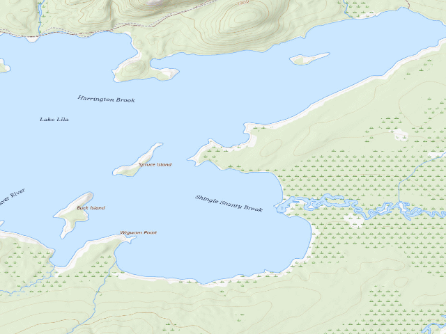 USGS topographic map of Lake Lila # 19 (William C. Whitney Wilderness)