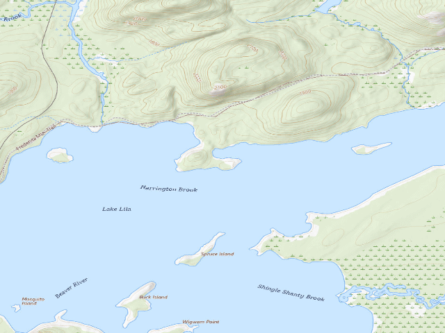 USGS topographic map of Lake Lila # 4 (William C. Whitney Wilderness)