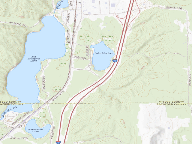 USGS topographic map of Lake Marjory State Forest Campground