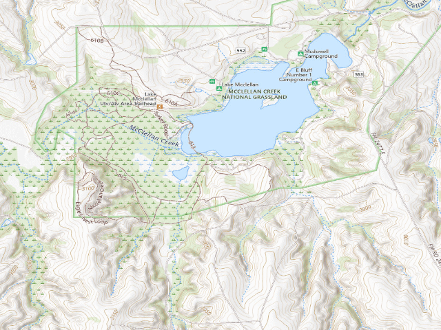 USGS topographic map of Lake McClellan Campground