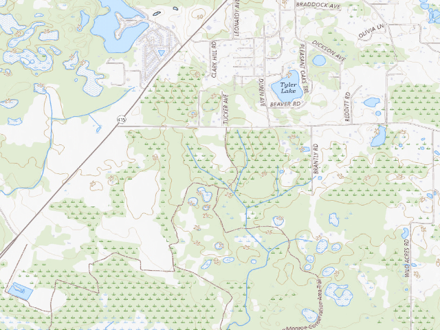 USGS topographic map of Lake Monroe Conservation Area group site with shelter