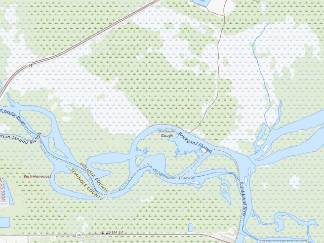 USGS topographic map of Lake Monroe Conservation Area primitive campsite