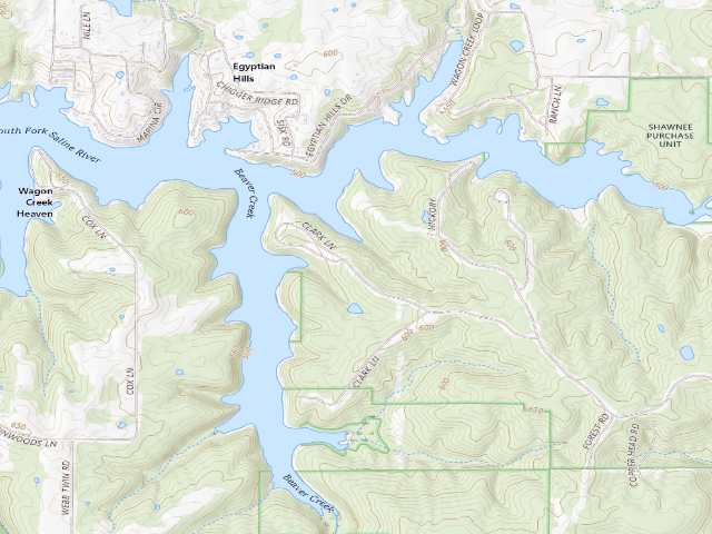 USGS topographic map of Lake Of Egypt - Buck Ridge