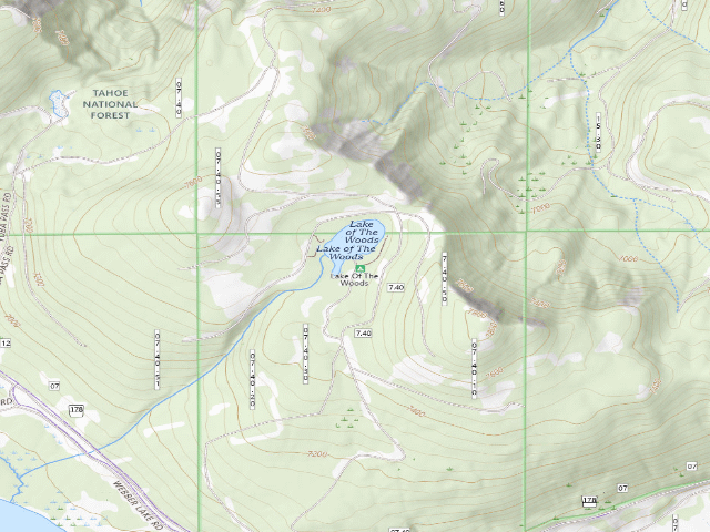 USGS topographic map of Lake of the Woods Campground