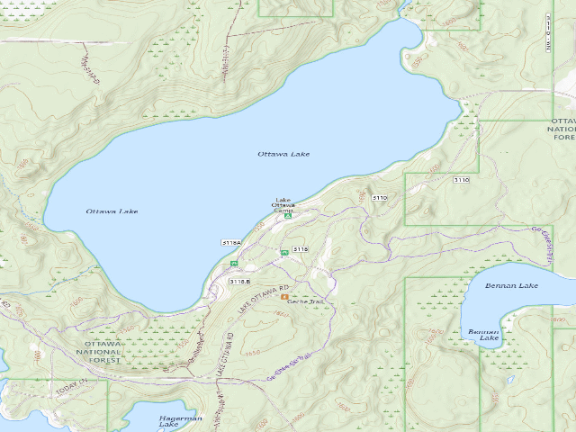 USGS topographic map of Lake Ottawa Camp