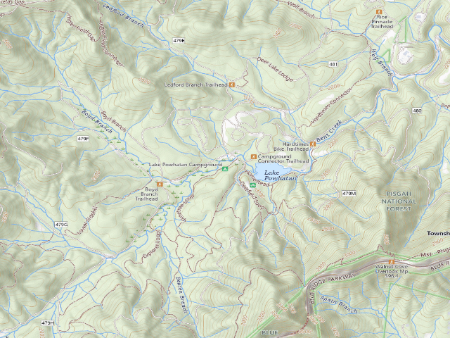USGS topographic map of Lake Powhatan Campground