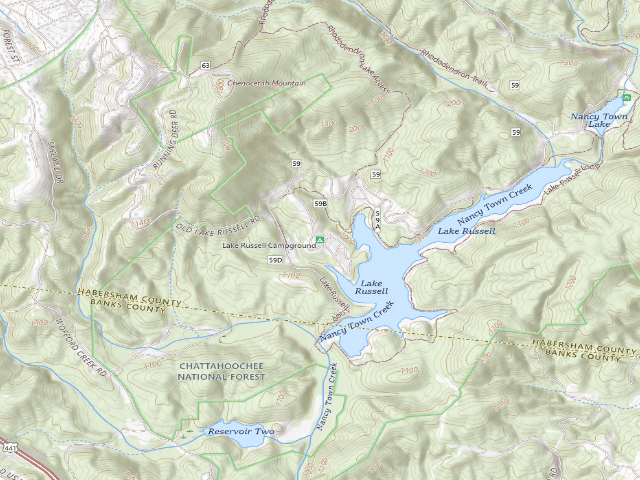 USGS topographic map of Lake Russell Recreation Area Campground