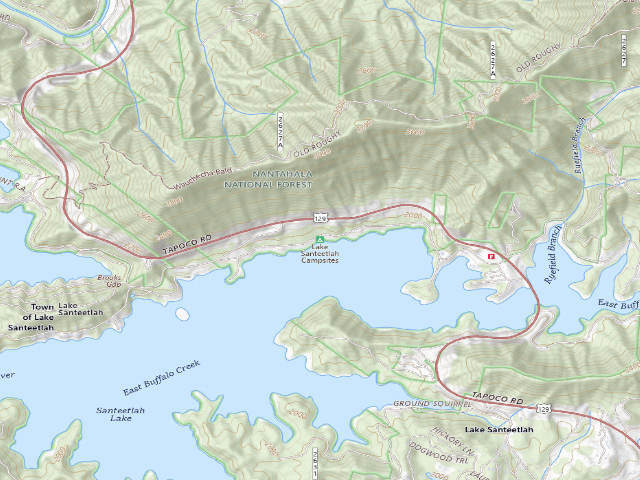 USGS topographic map of Lake Santeetlah Campsites