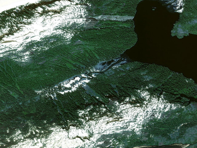 Aerial image of Lake Shelokum Shelter (hot springs)
