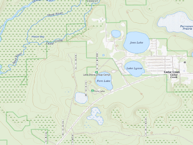 USGS topographic map of Lake Shore Group Camp