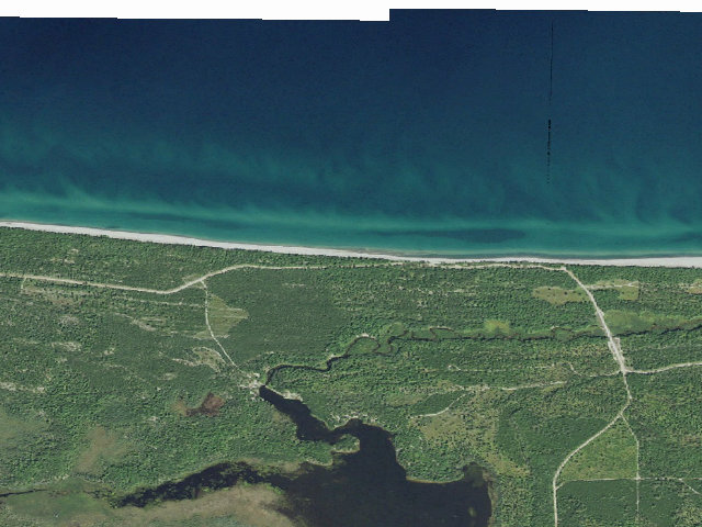 Aerial image of Lake Superior State Forest Campground