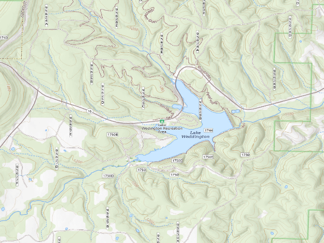USGS topographic map of Lake Wedington Recreation Area
