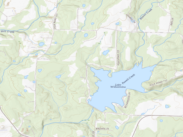 USGS topographic map of Lake Wilhelmia Primitive Camping Area