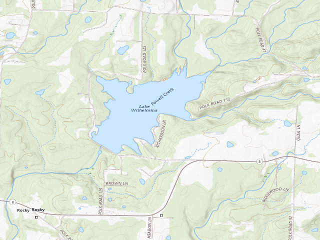 USGS topographic map of Lake Wilhelmina Camping Area #1