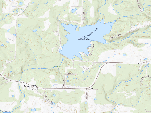 USGS topographic map of Lake Wilhelmina Camping Area #2