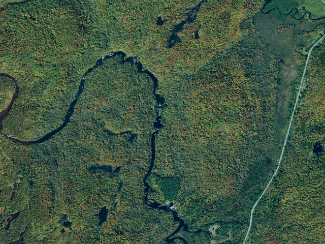 Aerial image of Lampson Falls Campsite (Grass River Wild Forest)