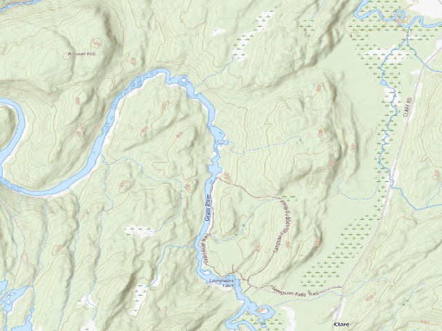 USGS topographic map of Lampson Falls Campsite (Grass River Wild Forest)