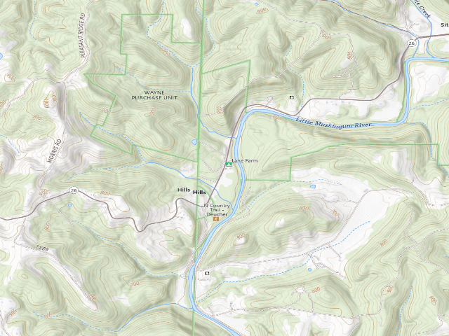 USGS topographic map of Lane Farm Campground