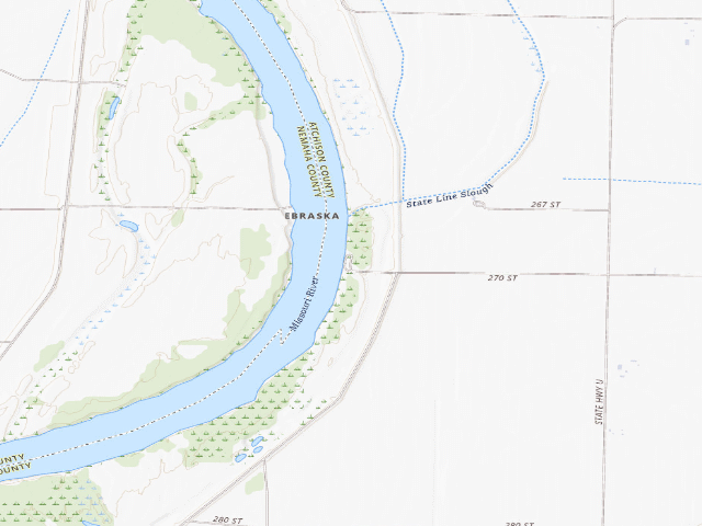 USGS topographic map of Langdon Bend Access