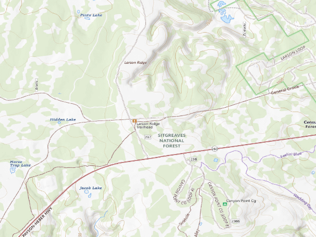USGS topographic map of Larson Ridge Camping Area