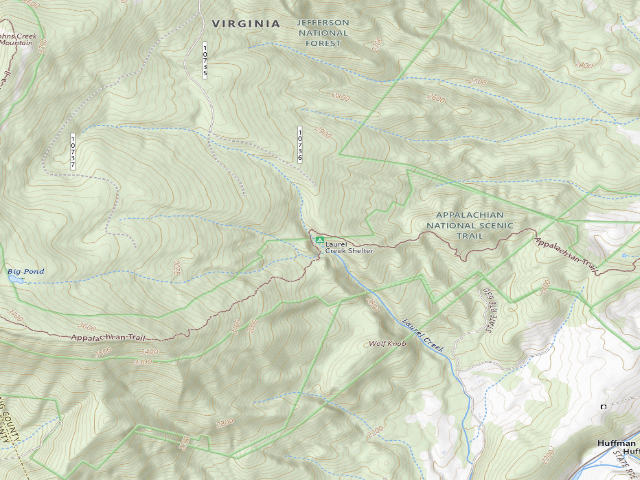 USGS topographic map of Laurel Creek A.T. Shelter