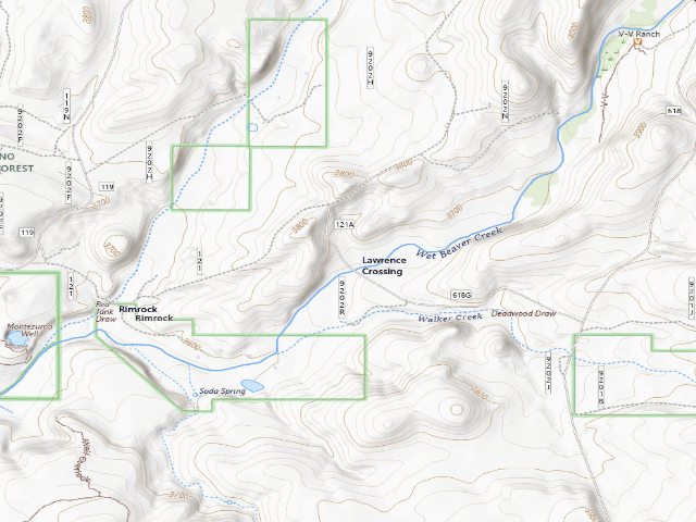 USGS topographic map of Lawrence Crossing Dispersed Camping Area