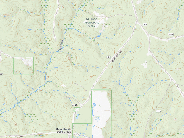 USGS topographic map of Leaf River WMA camp site 1