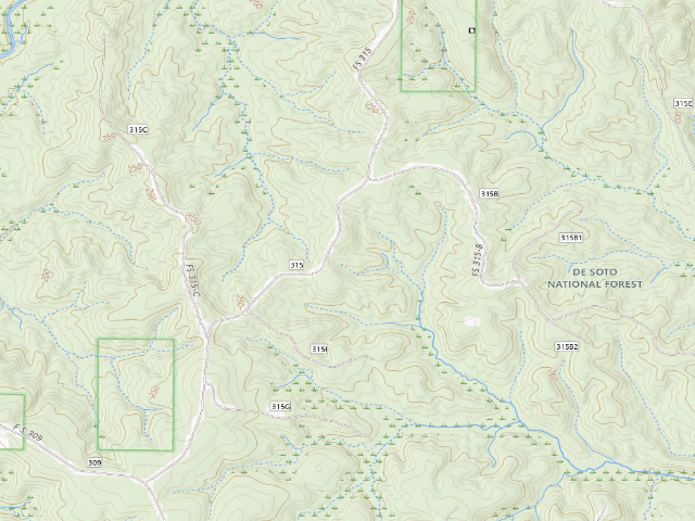 USGS topographic map of Leaf River WMA camp site 11