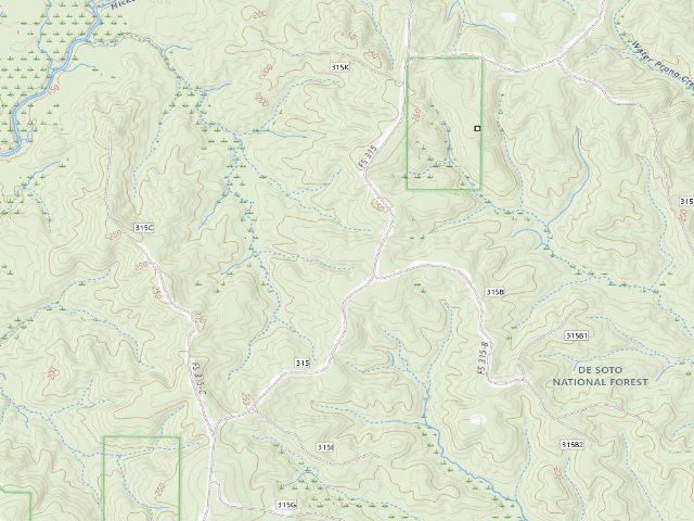 USGS topographic map of Leaf River WMA camp site 12